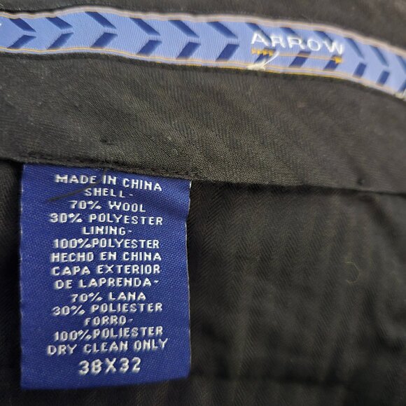 Mens Black Arrow Dress Pants 38/32 - Picture 3 of 3